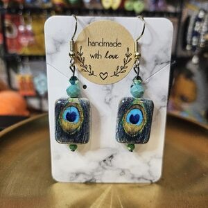Handmade Peacock Feather Earrings 🦚